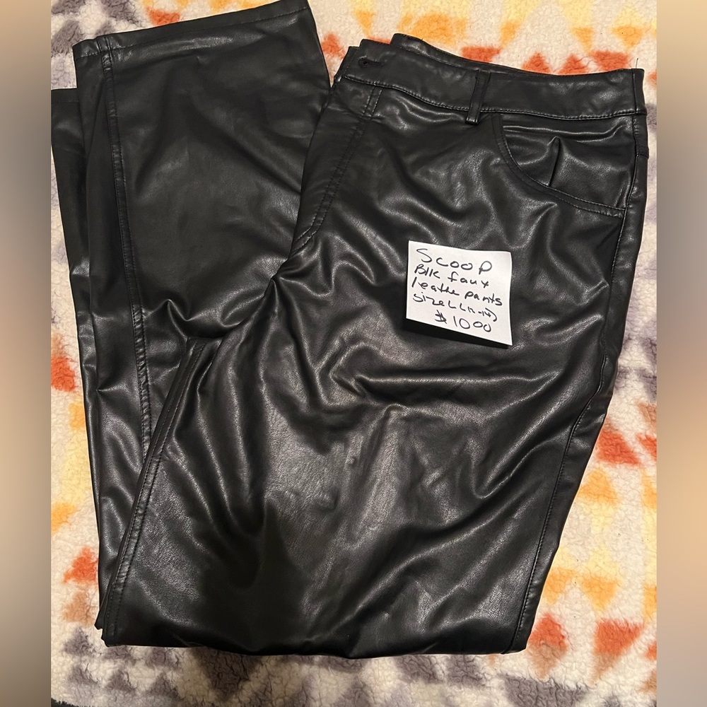 Plus Size Scoop Black Faux Leather Pants.